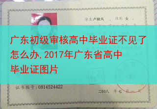 广东初级审核高中毕业证不见了怎么办,2017年广东省高中毕业证图片