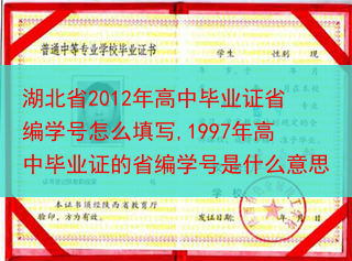 湖北省2012年高中毕业证省编学号怎么填写,1997年高中毕业证的省编学号是什么意思