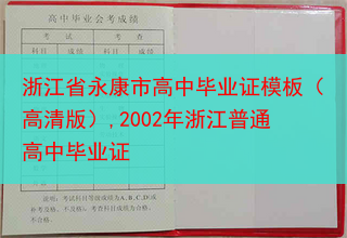 浙江省永康市高中毕业证模板（高清版）,2002年浙江普通高中毕业证